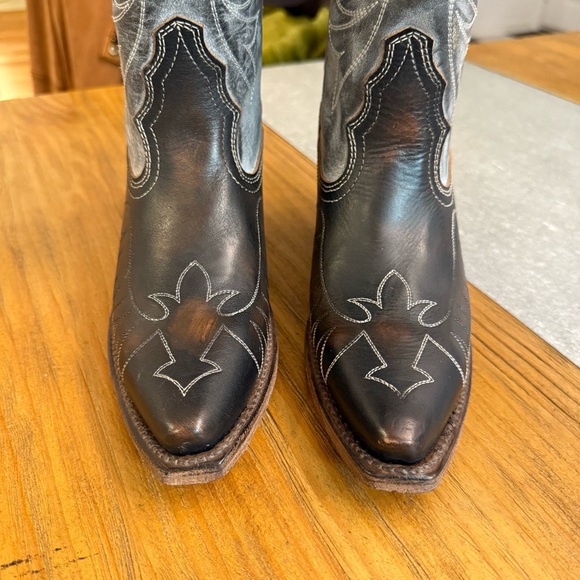 Freebird Misty Ice Tall Black White Gray Western Leather Boots Size 6 - Picture 6 of 16